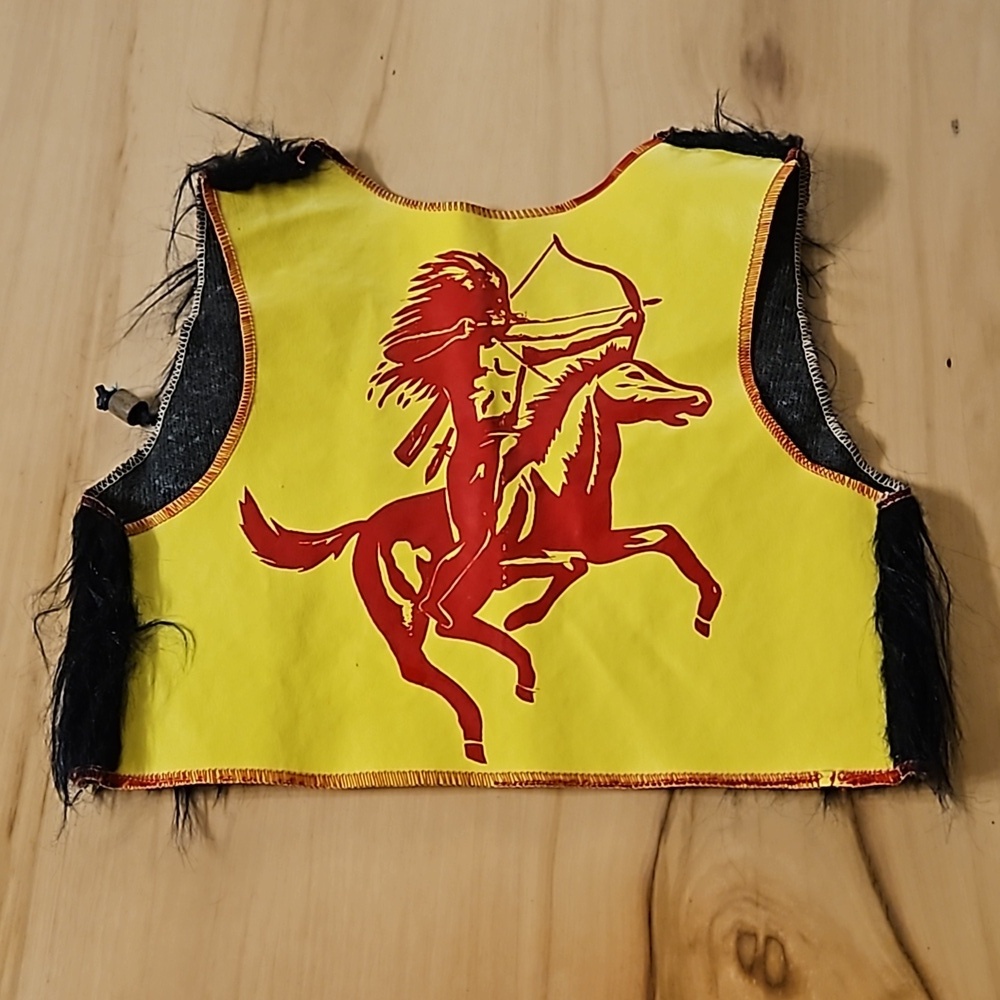 19050's Vintage Faux Fur Cowboy Native American Play Vest with badge